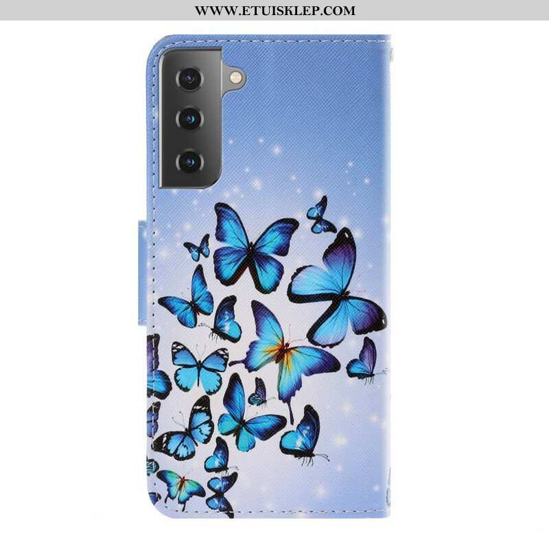 Etui Folio do Samsung Galaxy S21 5G z Łańcuch Motyle Wariacje Paska